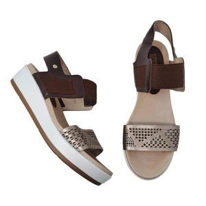 Pikolinos Pepita Wedge Sandals Brown Gold White Women's EU 38 US 7.5 8